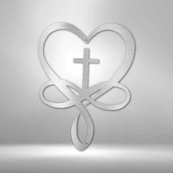 Scripture Sign Love Infinity Cross Steel Sign Laser Cut Powder Coated Home & Of
